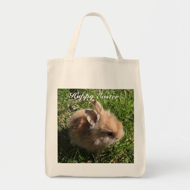 Glad påsk Tiny Bunny Tote Tygkasse (Framsidan)