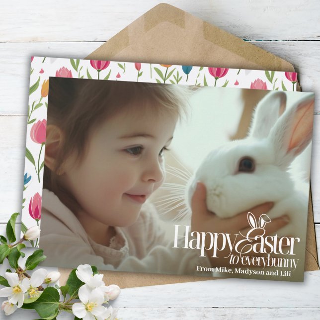 Glad påsk to all Anpassningsbar Photo Påsk Julkort (Happy Easter To Everybunny Custom Photo Easter Holiday Card)