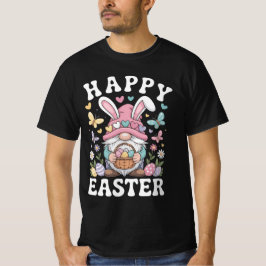 Glad Påsk Tomte Med Kaninöron Färgglada Ägg T Shirt