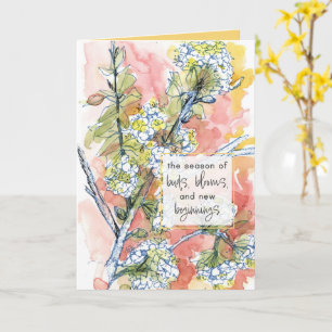 Glad Påsk Träd Blommor Nya Början Välgångsönskning Kort