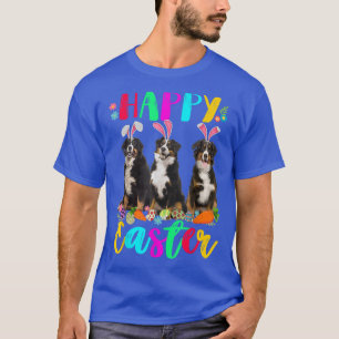 Glad påsk Tre Bernese Mountain Wearing Bunny T Shirt