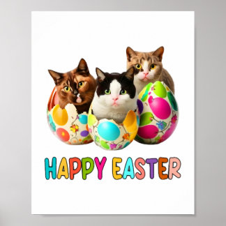 Glad påsk Tre kattfärgade Påskägg Kattunge Poster