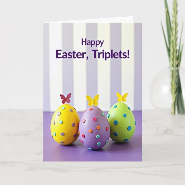 Glad påsk Tripletthälsning Kort (Framsida)