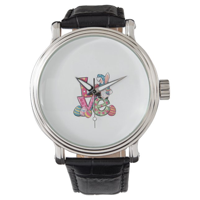 Glad Påsk Tröja Gnome Påskdag Kärlek Män Kvinnor Armbandsur (Framsida)