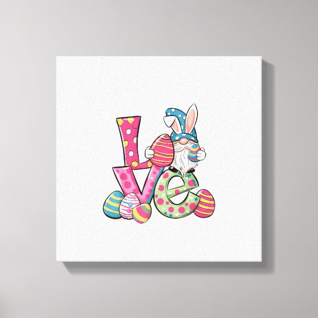 Glad Påsk Tröja Gnome Påskdag Kärlek Män Kvinnor Canvastryck (Framsida)