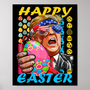 Glad påsk Trump Patriotic Bunny Flagga Poster