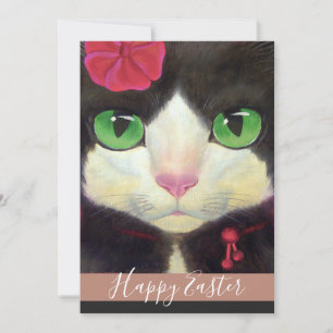 Glad påsk Tuxedo Cat Kitten Illustration Holida Julkort
