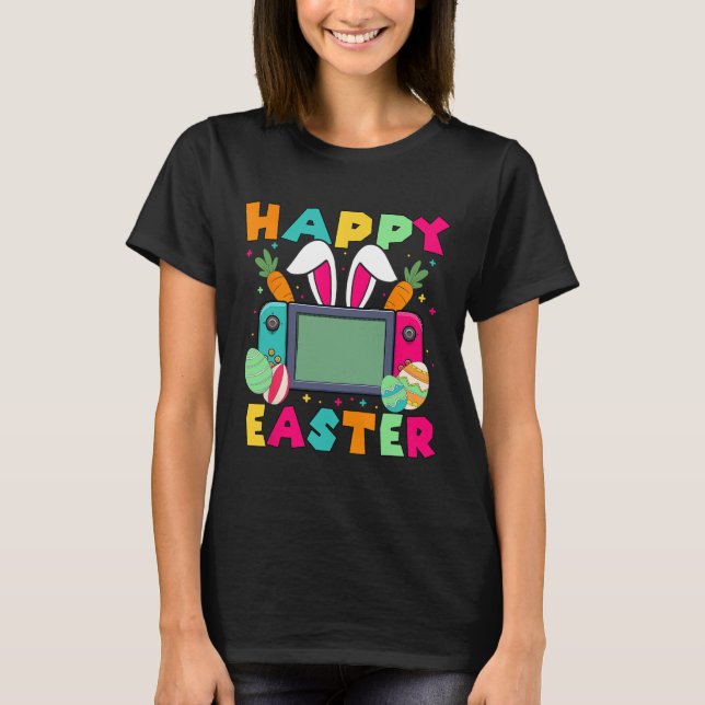 Glad påsk TV-spel Kanin Spelkontroll T Shirt (Framsida)