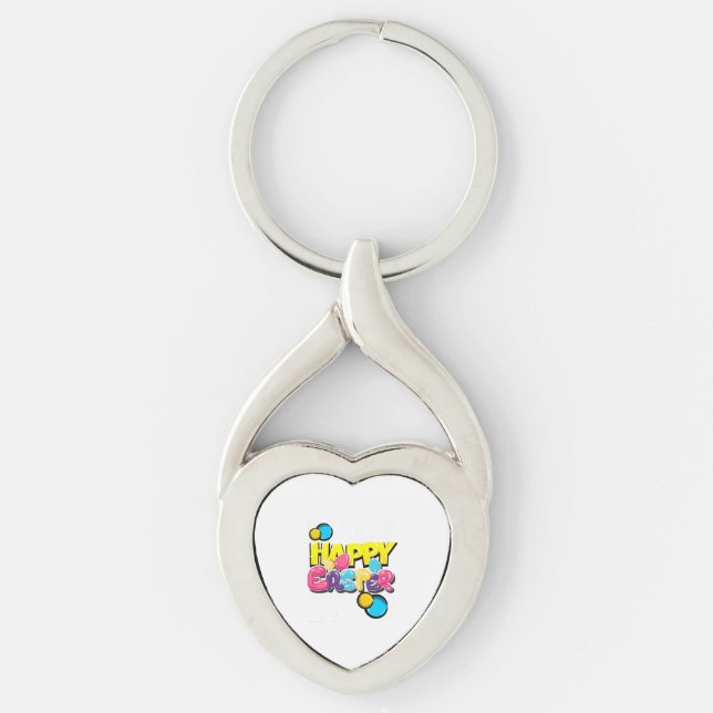 Glad påsk twisted heart silverfärgad nyckelring (Framsidan)