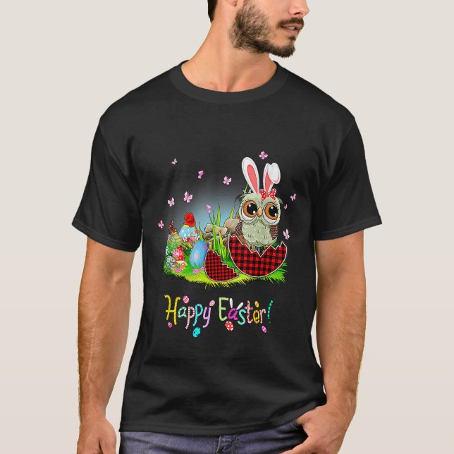 Glad påsk Uggla Bunny Ear Red Play Påskägg T Shirt (Framsida)