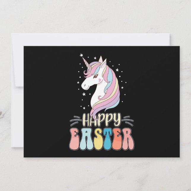 Glad påsk Unicorn Bunny Rabbit Eggs Inbjudningar (Framsida)