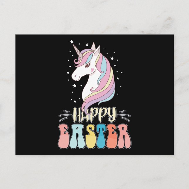 Glad påsk Unicorn Bunny Rabbit Eggs Vykort (Framsida)