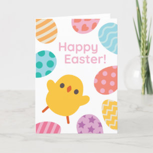 Glad påsk! Upphetsad gul babychick Helgkort
