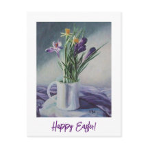 Glad påsk vackra lila krokusar blomsterkonst 