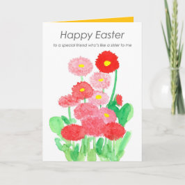 Glad påsk vän som en syster till mig Red Flower Kort