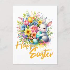 Glad påsk vår blomma med söt boj helg vykort