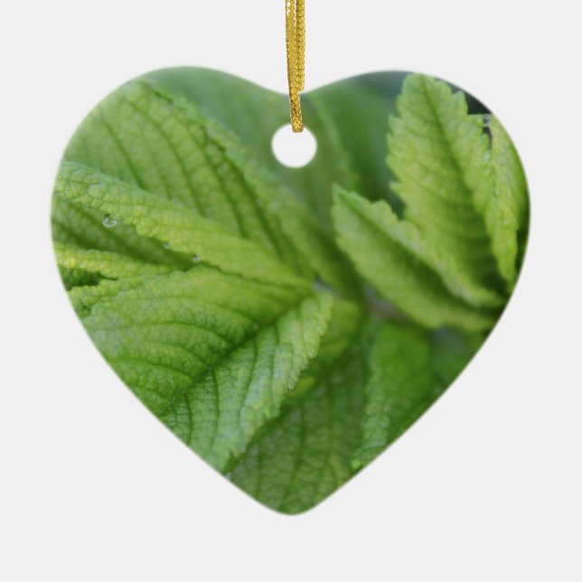 Glad påsk vår grönt löv julgransprydnad keramik (Framsidan)