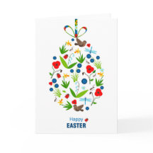 Glad påsk Vår Poppies Flowers Ladybugs Birds