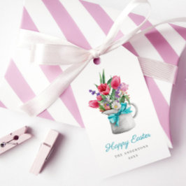 Glad påsk Vår Tulip Blue Ribbon Anpassade Presentetikett