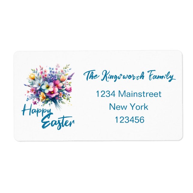 Glad påsk vattenfärgen Vår Flower Bouquet Fraktsedel (Framsidan)