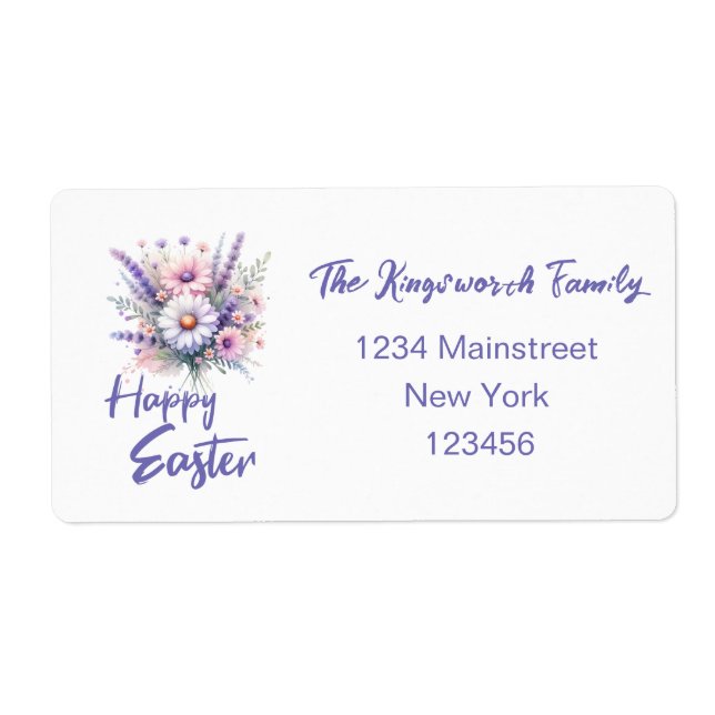 Glad påsk vattenfärgen Vår Flower Bouquet Fraktsedel (Framsidan)