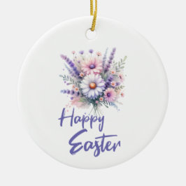 Glad påsk vattenfärgen Vår Flower Bouquet Julgransprydnad Keramik