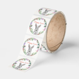 glad påsk vattenfärgsbunny botanisk krans runt klistermärke