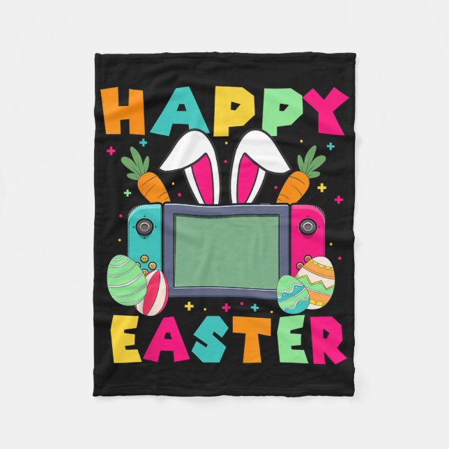 Glad påsk Video Game Bunny Gaming Controller Ga Fleecefilt (Framsidan)