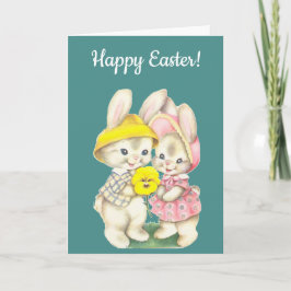 Glad påsk. Vintage Bunnies. Helgkort