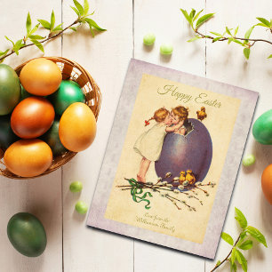 Glad påsk Vintage Egg Chicks Boy Anpassningsbar Helg Vykort
