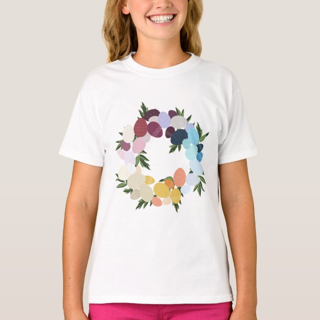 Glad påsk. Vintage Helgdag Wreathe. T Shirt (Framsida)