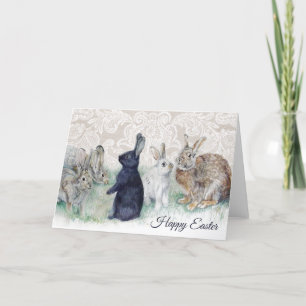 Glad påsk Vintage Rabbit och Snöre Helgkort