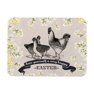 Glad påsk. Vintage Tupp & Hens Gift Magnet
