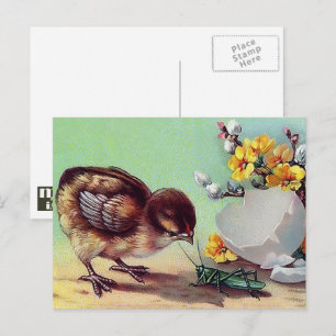 Glad påsk. Vintagens Chick Helg Vykort