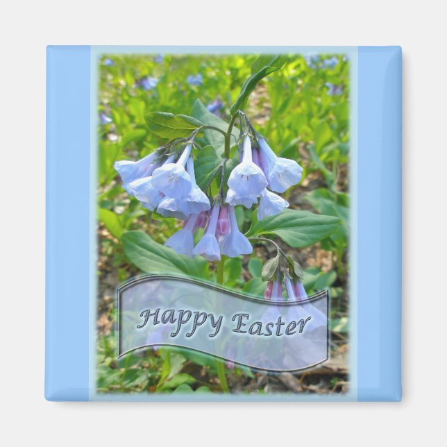 Glad påsk Virginia Bluebells Magnet (Framsidan)