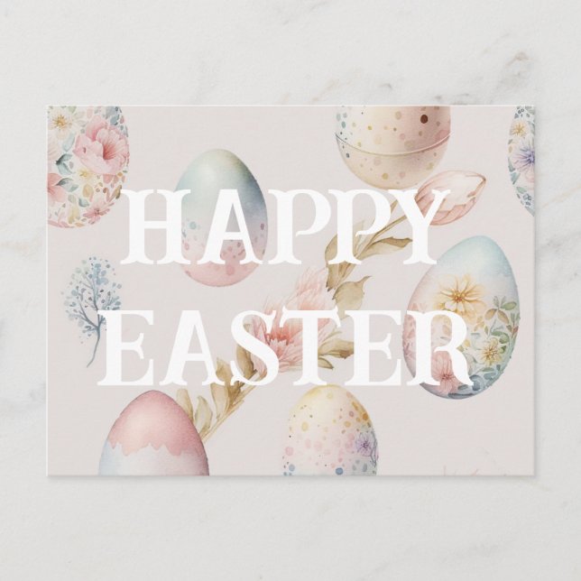 Glad påsk vykort i mjuk rosa färg (Framsida)