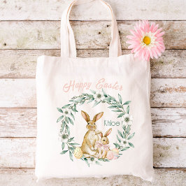 Glad påsk Watercolor Blommigt Kids EasterTote Bag Tygkasse