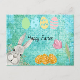 Glad påsk Watercolor Bunny med ägg Helg Vykort