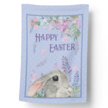 Glad påsk Watercolor Bunny Rabbit & Flowers