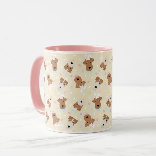Glad påsk Welsh Terrier Hundar Mugg (Framsida vänster)
