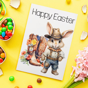 Glad påsk Westerna Bunny Cowboy Vykort