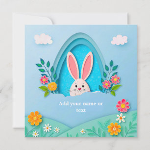 Glad påsk Whimsical påskhare och blommor Julkort