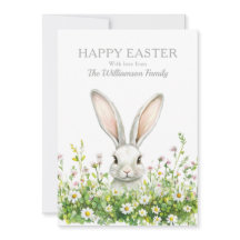 Glad påsk White Bunny Blommigt Personlig