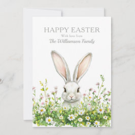Glad påsk White Bunny Blommigt Personlig Julkort