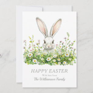 Glad påsk White Bunny Blommigt Personlig Julkort