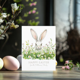 Glad påsk White Bunny Blommigt Personlig Kort