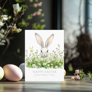 Glad påsk White Bunny Blommigt Personlig Kort