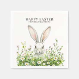 Glad påsk White Bunny Blommigt Personlig Pappersservett