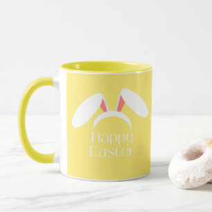 Glad påsk white bunny öron mugg