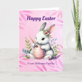 Glad påsk, White Bunny Painting and Påskägg Helgkort